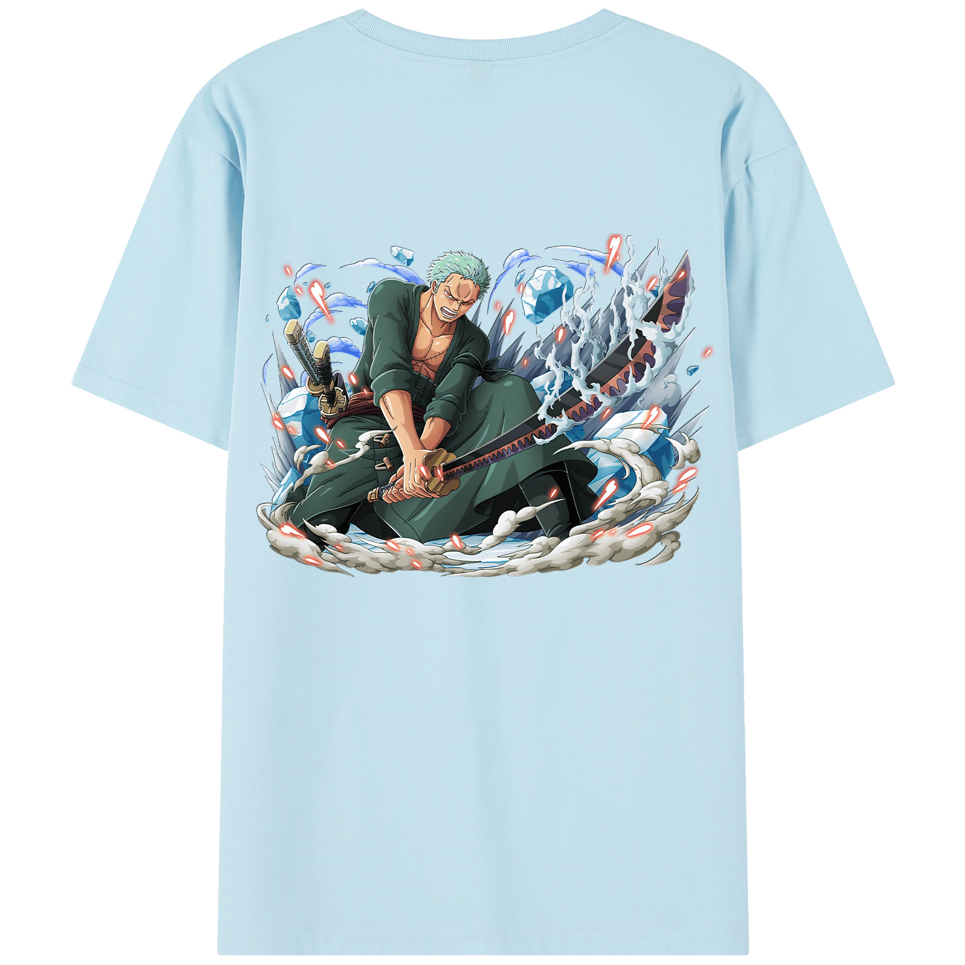 ワンピース ロロノア・ゾロ ONE PIECE Roronoa Zoro 綿100％半袖Tシャツ（背面プリント）
